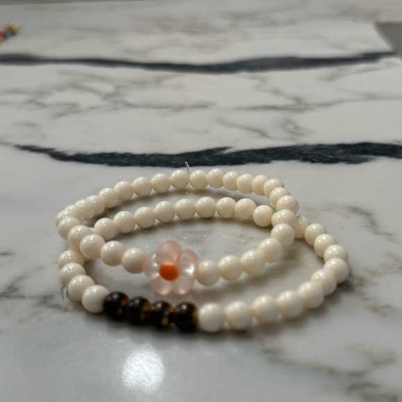 Boutique Jewelry - 🏁Never worn! Boutique - Set of 2 Cream & Orange Beaded Stretch Bracelets
